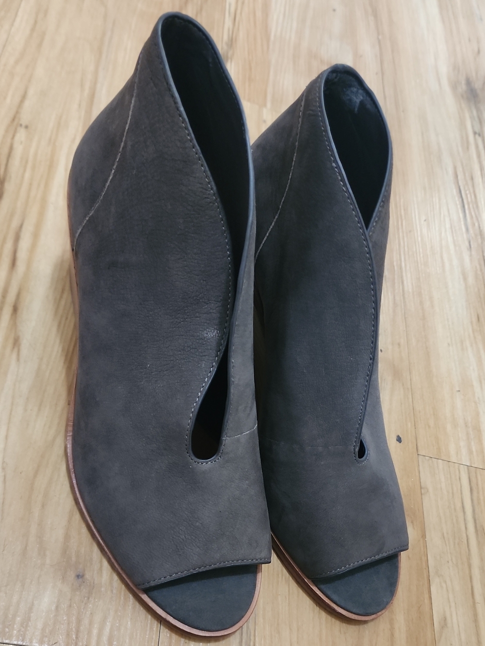 1.STATE grey peep-toe booties Size 8.5